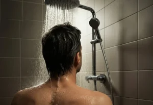 man in the shower